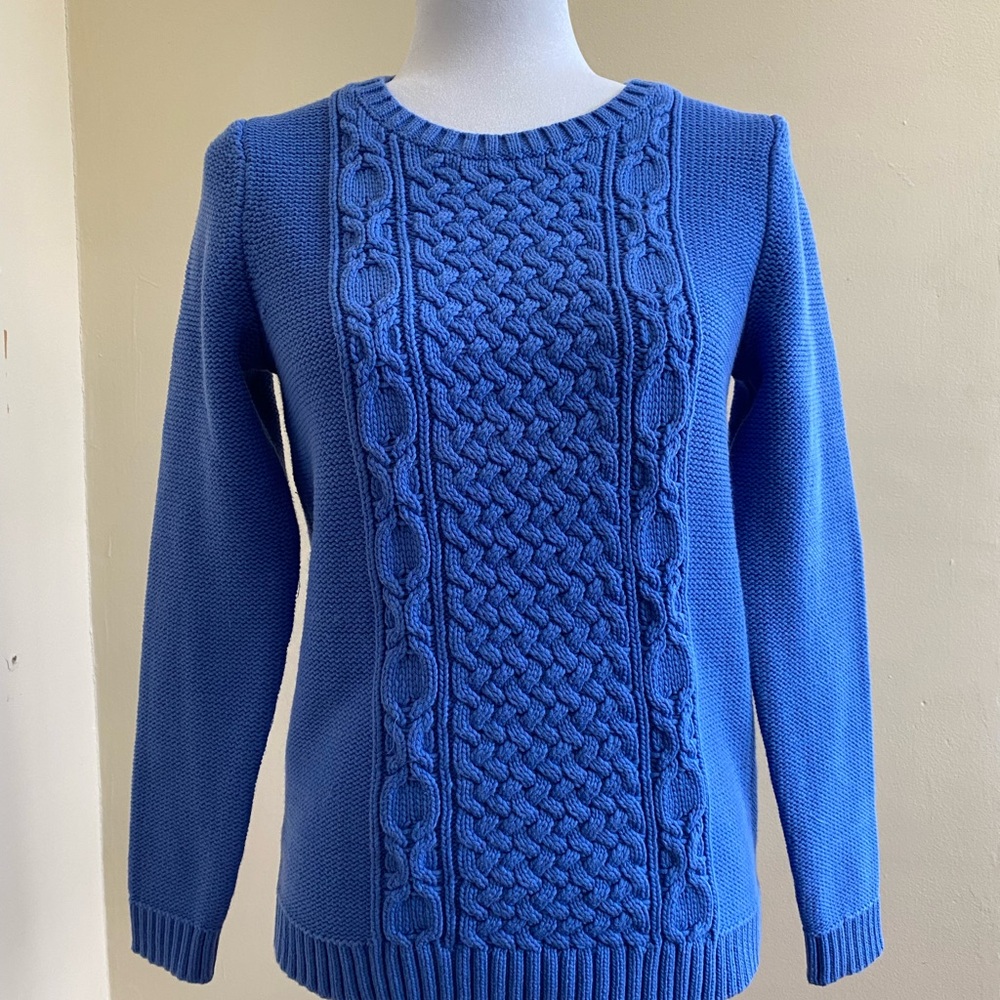 Talbots Vibrant Blue Cable Knit Sweater